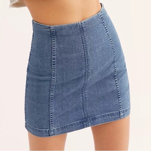 Free People Dresses & Skirts - Free People Modern Femme Denim Blue Jean Back Zip Casual Retro Y2K Mini Skirt
